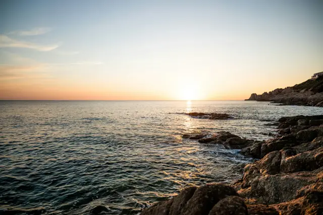 Mediterranean coastline in evening light